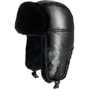 Unisex Metallic Black Stylish Cozy Cold Weather Headwear Warm Winter Trapper Hat